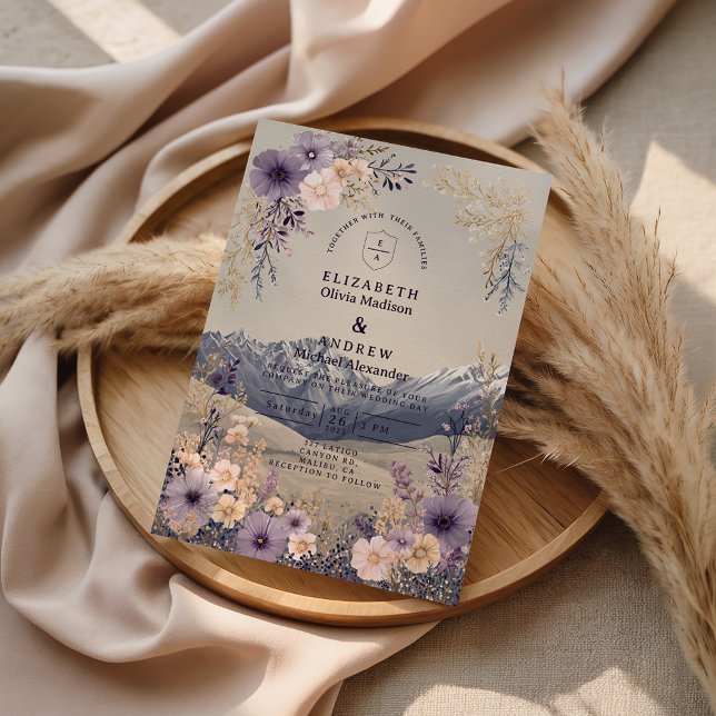 Lavendel Vildblomma Berg Bröllop Inbjudningar (Skapare uppladdad)