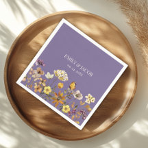 Lavendel Vildblomma Boho Bröllopsservetter