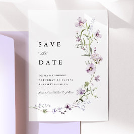 Lavendel Vildblomma Bröllop Spara Datumet