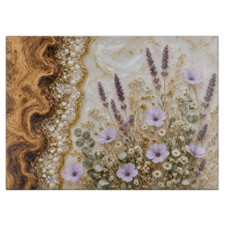 Lavendel Vildblomma Glas Skärbräda
