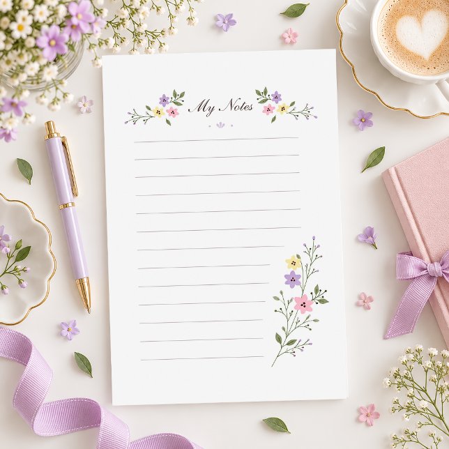 Lavendel Vildblomma Kantad Pappersnotis Brevpapper (Skapare uppladdad)