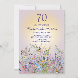 Lavendel Vildblommor Kvinnors 70-årsdag Inbjudningar