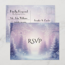 Lavendel Vinter Snöfall Serenad Bröllop RSVP Inbjudan Vykort