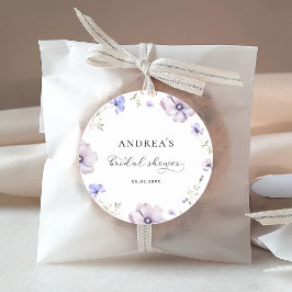 Lavendel Violett Lila Vår Blommig Bröllopsdusch Runt Klistermärke