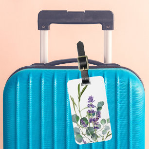 Lavendel violetta blommor eukalyptus bagagebricka