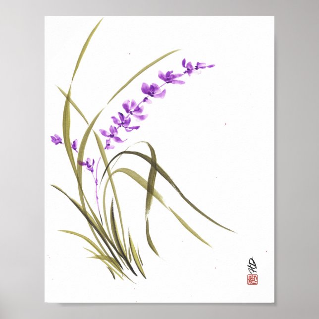 Lavendel Viskande Orkidé Poster (Framsidan)