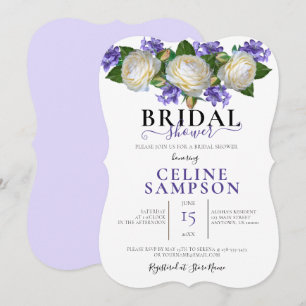 Lavendel & Vit Blommig Bröllopsfest Inbjudningar