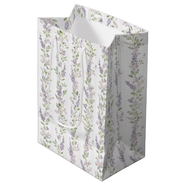 Lavendel Vit Blommig Rand Bröllopsdusch (Framsidan Vinklad)