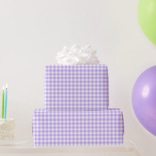 Lavendel Vit Gingham Födelsedagsbröllop Shower Presentpapper