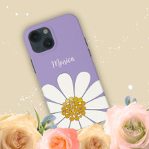 Lavendel Vit Modern Daisy Blomma Anpassat Namn