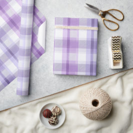 Lavendel Vit Pastell Rutig Dimmig Rutmönster Presentpapper