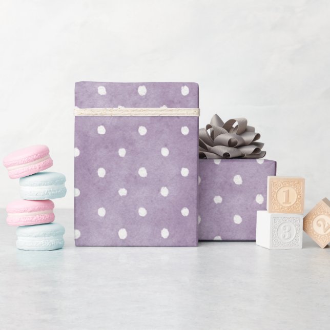 Lavendel Vit Prickig Födelsedag Presentpapper (Baby Shower)