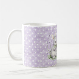 Lavendel Vit Prickig Kanin Kanin Kärlek Kaffemugg