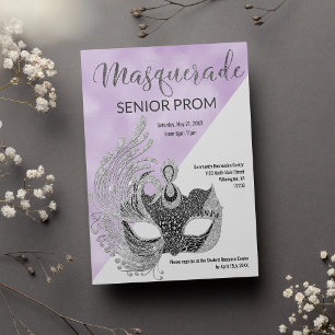 Lavendel vit silver glitter Maskerad Student  Inbjudningar
