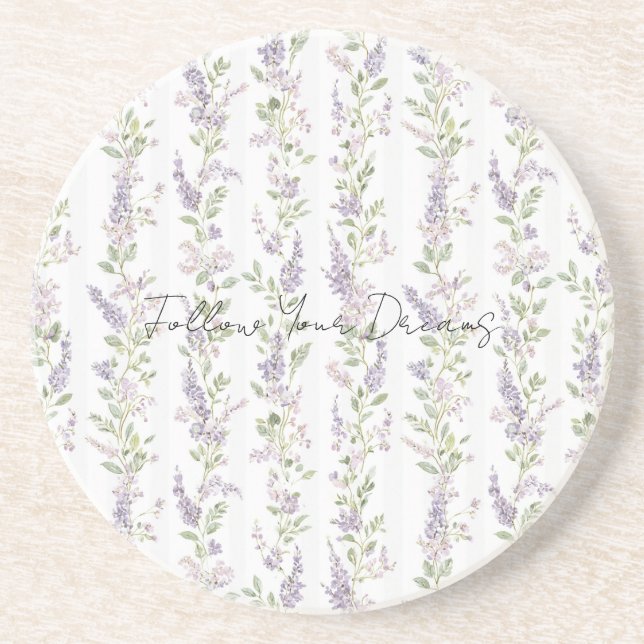 Lavendel Vita Blommiga Ränder Underlägg (Framsidan)
