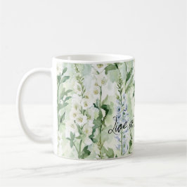 Lavendel Vita Delphiniumblommor   Kaffemugg