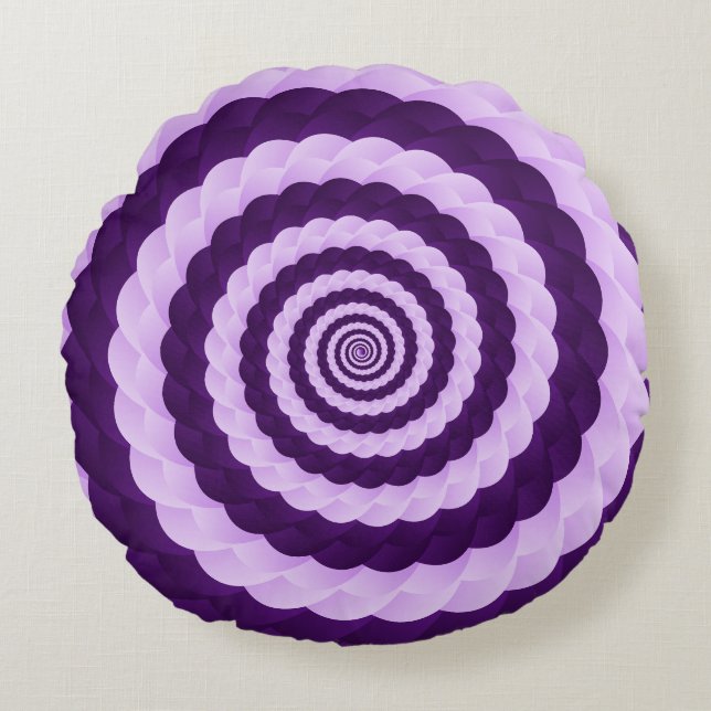 Lavendel Vortex Blossom – Hypnotisk Lila Spiral Il Rund Kudde (Framsidan)