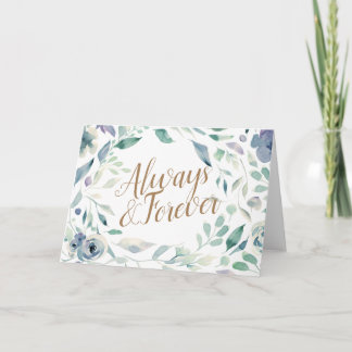 Lavendel Watercolor Blommig Bröllopskongratulation Kort
