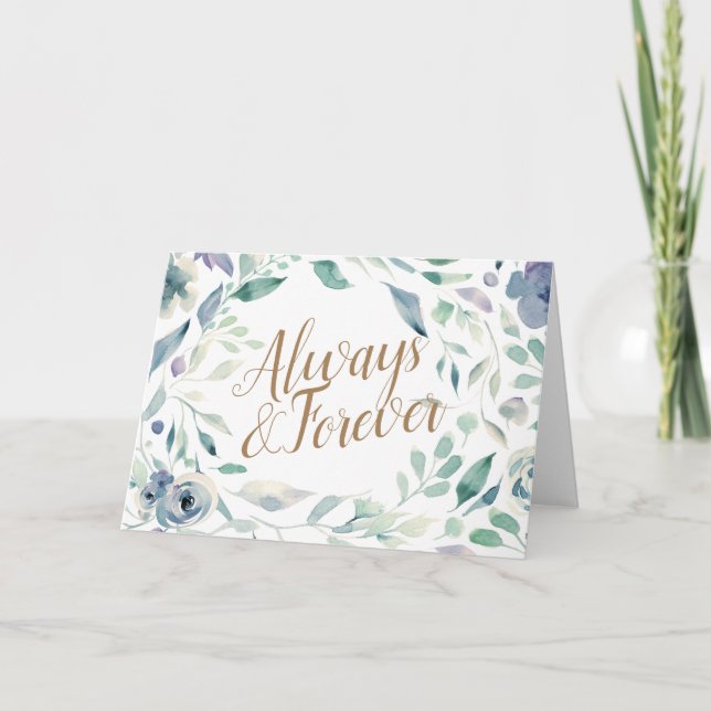 Lavendel Watercolor Blommig Bröllopskongratulation Kort (Framsida)