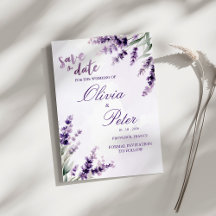 Lavendel Watercolor Blommig Spara Datum