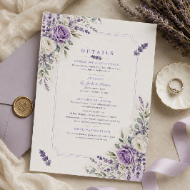 Lavendel Watercolor Bröllopsinformationskort OSA Kort