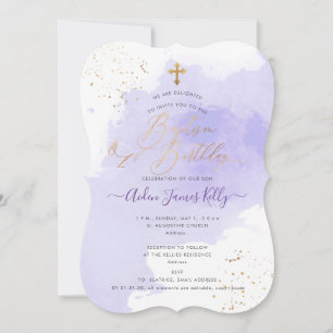 Lavendel Watercolor Dopning+1-årsdag Inbjudningar