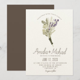 Lavendel Watercolor Miljövänlig Bouquet Bröllop Inbjudningar
