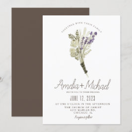 Lavendel Watercolor Miljövänlig Rustik Bröllop Inbjudningar
