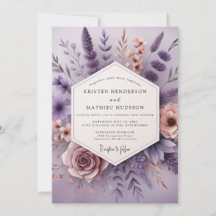 Lavendel Whimsical Bloom Bröllop Inbjudningar