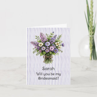 Lavendel Whimsical Bouquet Brudtärna Förslag Kort