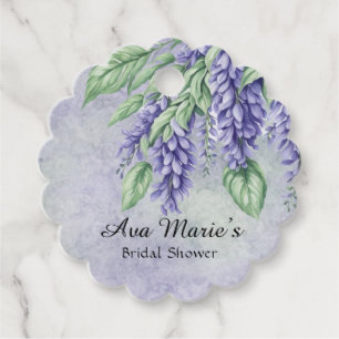 Lavendel Wisteria Blommor Marmor Bröllopsdusch Gåvor Etiketter