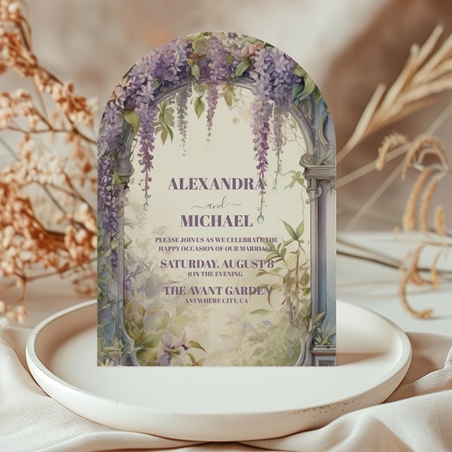 Lavendel Wisteria Botanisk Bröllop Inbjudningar (Skapare uppladdad)