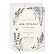 Lavendel Wisteria Fjäril Provence Bröllopsinbjudan