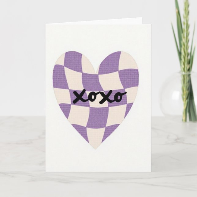 Lavendel Xoxo Grafiskt Hjärtkort Kort (Framsida)