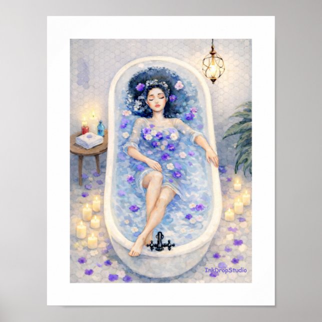 Lavendelbad Serenitet – Blommig Spavattenfärg  Poster (Framsidan)