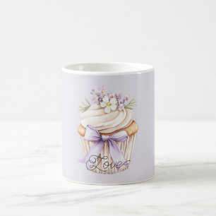 Lavendelbands Vildblomma Kärlek Cupcake Kaffemugg