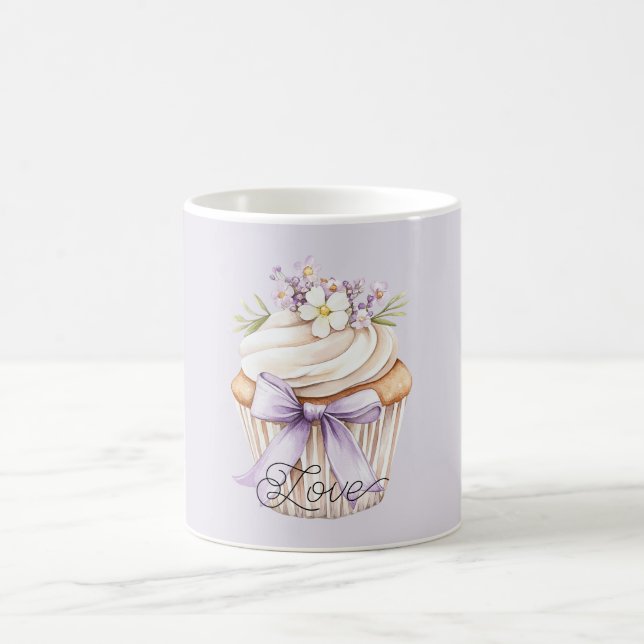 Lavendelbands Vildblomma Kärlek Cupcake Kaffemugg (Center)