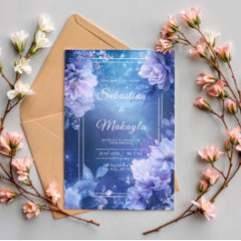 Lavendelblå Blommig Stjärnig Nebulosa Elegant Inbjudningar