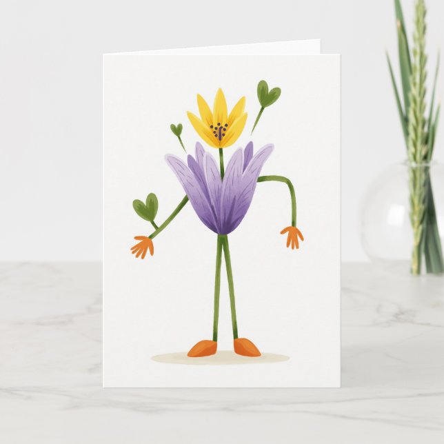 Lavendelblad Blommig Kort (Framsida)