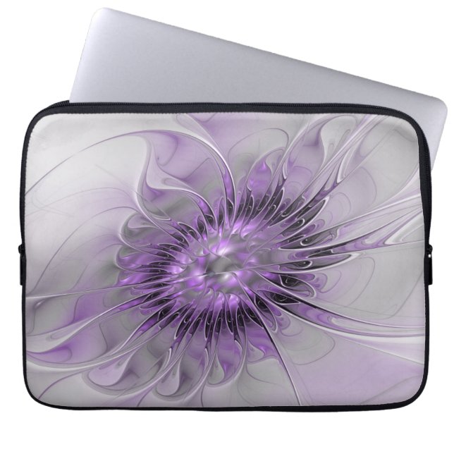 Lavendelblomma Dröm Modern Abstrakt Fraktal Konst Laptop Fodral (Framsidan)