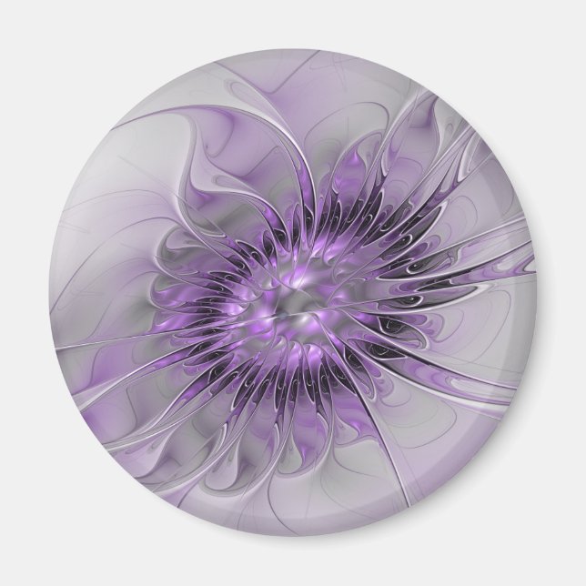Lavendelblomma Dröm Modern Abstrakt Fraktal Konst Magnet (Framsidan)
