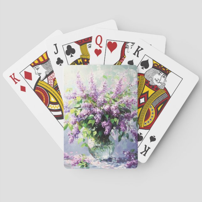 Lavendelblommande syrenbukett casinokort (Baksidan)