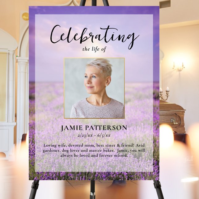 Lavendelblommans Livs Firande Foto Begravning Poster (Skapare uppladdad)