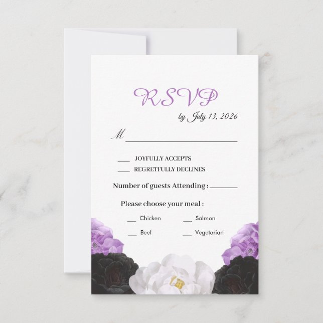 Lavendelblommig bröllops-RSVP-kort OSA Kort (Framsida)