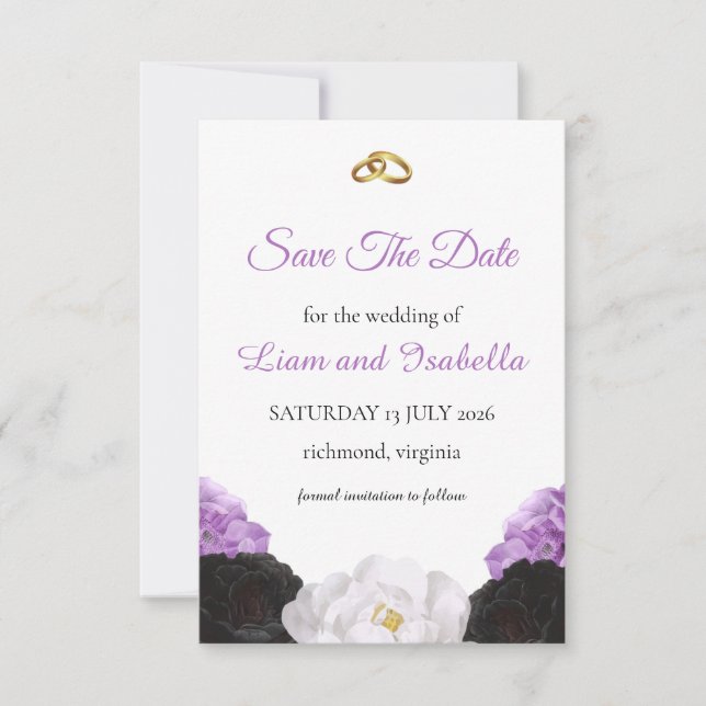 Lavendelblommig Bröllops-Spara Datum-Kort Spara Datumet (Framsida)