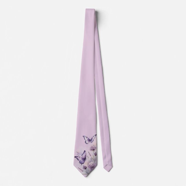 Lavendelblommig & Fjärilshalsduk Slips (Framsida)