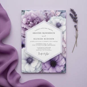 Lavendelblommig Förtrollning Bröllop Inbjudningar