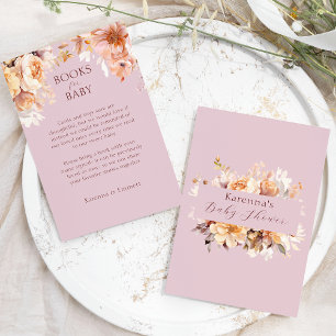Lavendelblommig höst baby shower-böcker för bebis tilläggskort