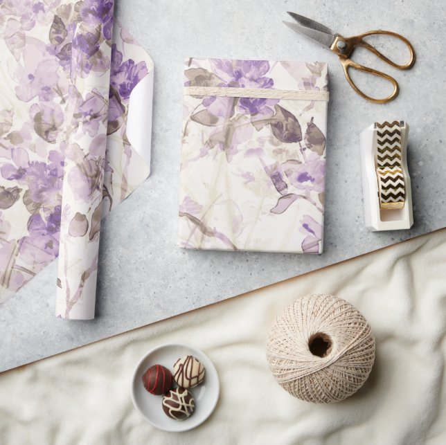 Lavendelblommig inslagspapper | Elegant lila Bo Presentpapper (Hantverk)