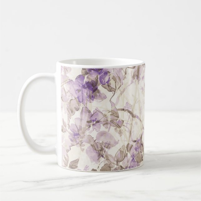 Lavendelblommig kaffemugg | Elegant lila botanisk (Vänster)